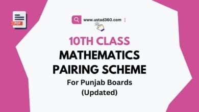 Matric Class 10th Maths Pairing Scheme for New Syllabus