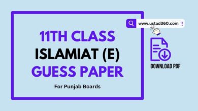 11th Class Islamiat Ikhtiari (Elective) Guess Paper for Punjab Boards PDF