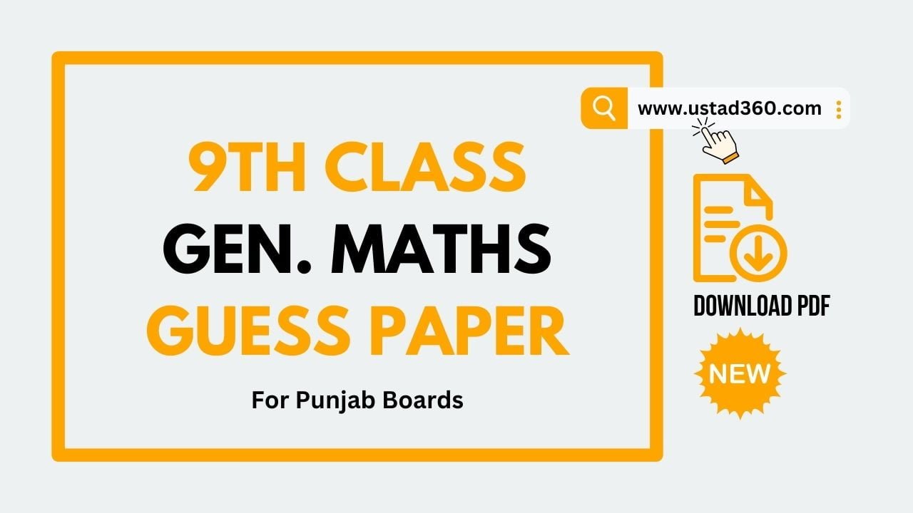 9th Class General Maths Guess Paper 2024 PDF Ustad360