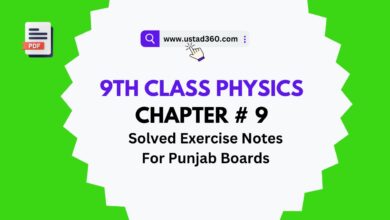 Matric Part-1 / 9th Class Phy Chap 9 Solved Textbook Exercise Notes PDF