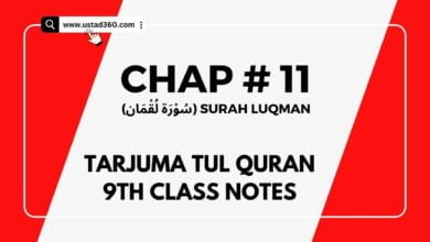 Matric Class 9th Tarjuma E Quran Notes Chap 11 – Surah Luqman PDF