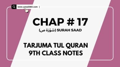 9th class tarjuma tul quran chapter 17 Surah Saad notes