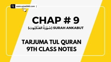 class 9th tarjuma tul quran chapter 9 “Surah Ankabut” notes