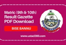 Bannu board matric result gazette pdf download