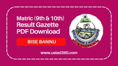 Bannu board matric result gazette pdf download