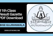 1st Year / 11th Class BISE Gujranwala Board Result Gazette PDF