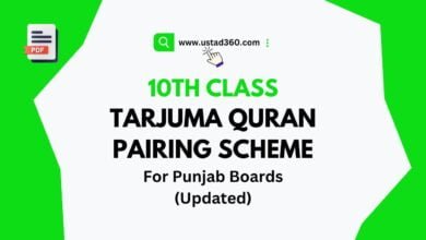 Matric Class 10th Tarjuma Quran Paper Pairing Scheme for New Syllabus