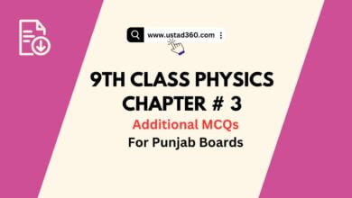 9th Class Physics Chapter 3 Solved MCQs PDF for Punjab Boards