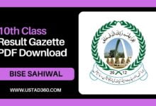 Matric Sahiwal Board 10th Class Result Gazette PDF Download