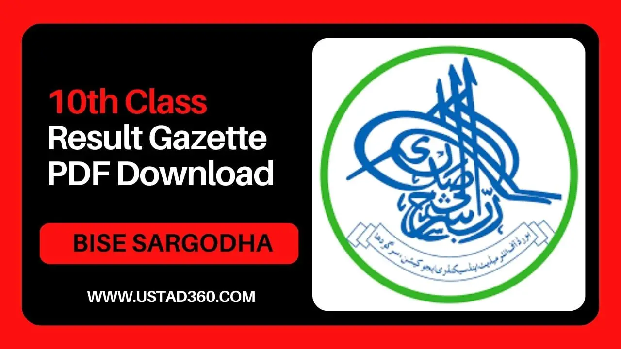 Matric 10th Class BISE Sargodha Result Gazette 2025 PDF Ustad360