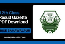 2nd Year / 12th Class Bahawalpur Board Result Gazette PDF Download