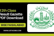 2nd Year / 12th Class Faisalabad Board Result Gazette PDF Download