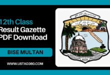 Download Multan Board 2nd Year / 12th Class Result Gazette PDF