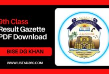 download pdf gazette 9th class result bise dgk DG khan Board