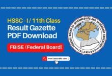 HSSC 11th Class FBISE Result Gazette PDF by Federal Board