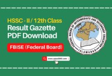 HSSC 2nd Year / 12th Class Federal Board Result Gazette PDF Download