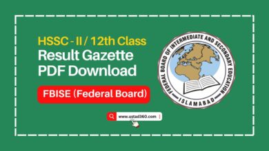 HSSC 2nd Year / 12th Class Federal Board Result Gazette PDF Download