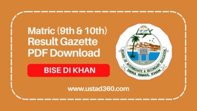 Matric Result BISE DIK Dera Ismail Khan Board Gazette PDF