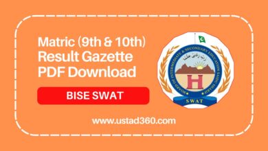 Download PDF Gazette Matric Result BISE SWAT Board