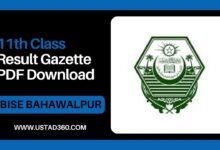 11th Class BISE Bahawalpur Board Result Gazette PDF Download