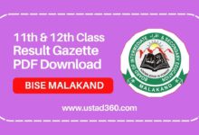 BISE Malakand 11th and 12th class result gazette PDF download