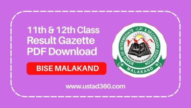 BISE Malakand 11th and 12th class result gazette PDF download