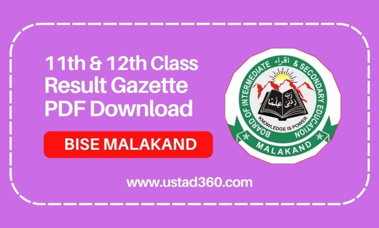 BISE Malakand 11th and 12th class result gazette PDF download
